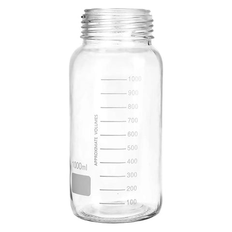 1000 mL Wide Mouth Graduated Round Reagent Lab Glass Bottle With Orange Polypropylene Screw Cap - The Supply Joint
