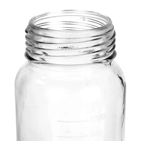 1000 mL Wide Mouth Graduated Round Reagent Lab Glass Bottle With Orange Polypropylene Screw Cap - The Supply Joint