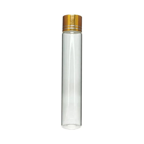 115 Mm - 22 Mm Clear Glass Pre-roll Tube With Gold Standard Cap - 50 Count - The Supply Joint