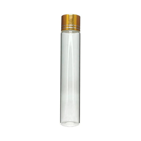 115 Mm - 22 Mm Clear Glass Pre-roll Tube With Gold Standard Cap - 50 Count - The Supply Joint 