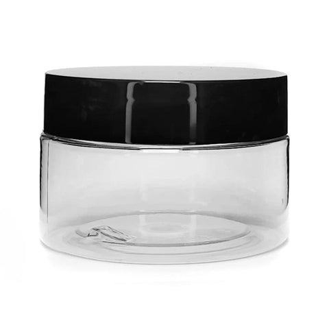 2 Oz Clear Plastic Pet Jar With Black Cap - 385 Count - The Supply Joint 