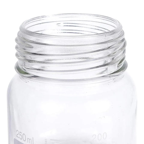 250 mL Wide Mouth Graduated Round Reagent Lab Glass Bottle With Blue Polypropylene Screw Cap - The Supply Joint
