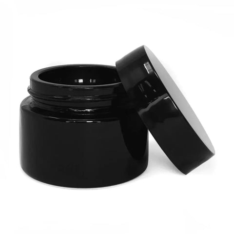 30 Gram Black Glass Jar With Lid - 180 Count - The Supply Joint
