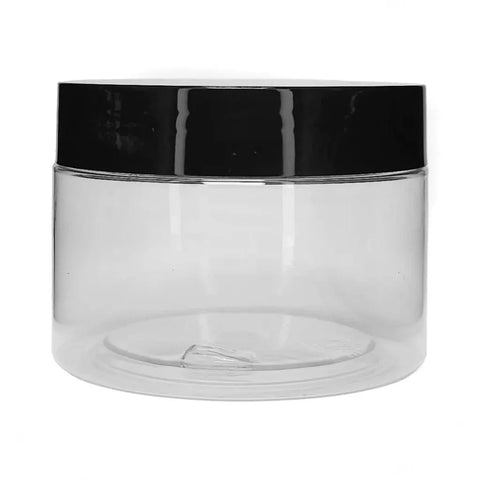 4 Oz Clear Plastic Pet Jar With Black Cap - 500 Count - The Supply Joint