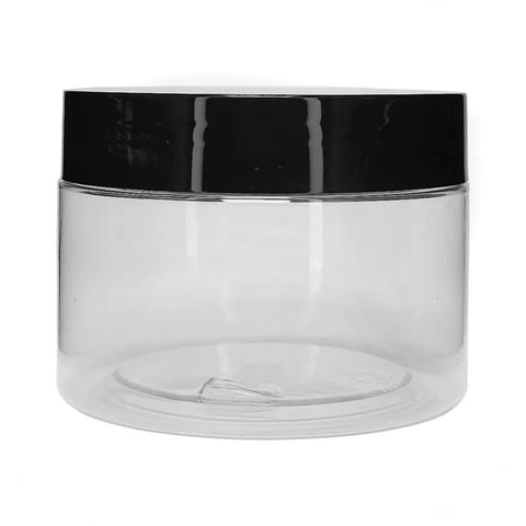4 Oz Clear Plastic Pet Jar With Black Cap - 500 Count - The Supply Joint 