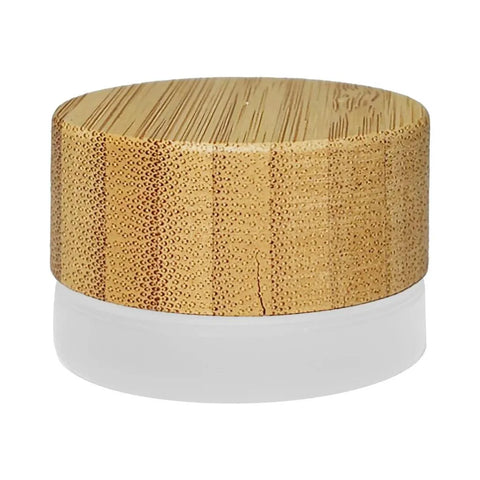 5 Gram Clear Frosted Glass Jar With Wood Cap - 480 Count - The Supply Joint
