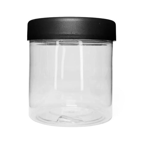 6 Oz Clear Plastic Jar With Black Child Resistant Cap - 400 Count - The Supply Joint 