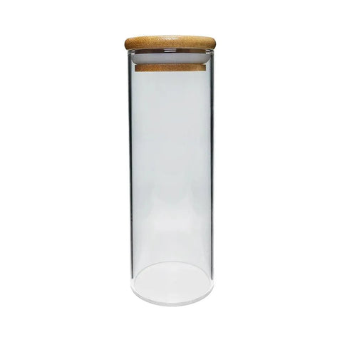 65 Mm - 180 Mm Airtight Glass Jar With Bamboo Lid - 80 Count - The Supply Joint