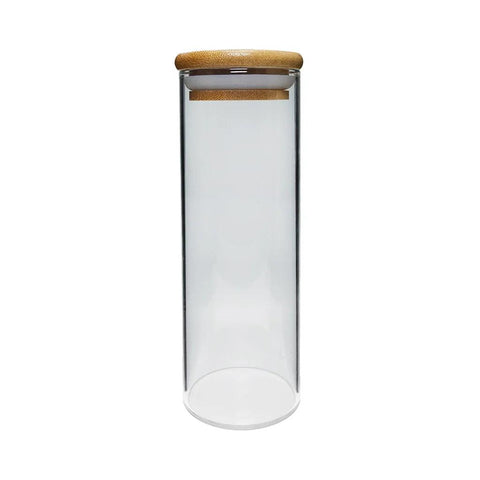 65 Mm - 180 Mm Airtight Glass Jar With Bamboo Lid - 80 Count - The Supply Joint 