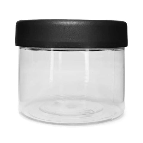 8 Oz Clear Plastic Jar With Black Child Resistant Cap - 320 Count - The Supply Joint 
