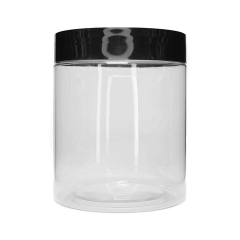 8 Oz Clear Plastic Pet Jar With Black Cap - 300 Count - The Supply Joint 