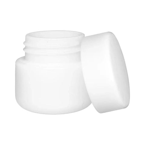 9 Ml White Round Uv Glass Concentrate Jar With White Cap - 50 Count - The Supply Joint 