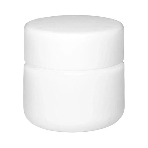9 Ml White Round Uv Glass Concentrate Jar With White Cap - 50 Count - The Supply Joint 