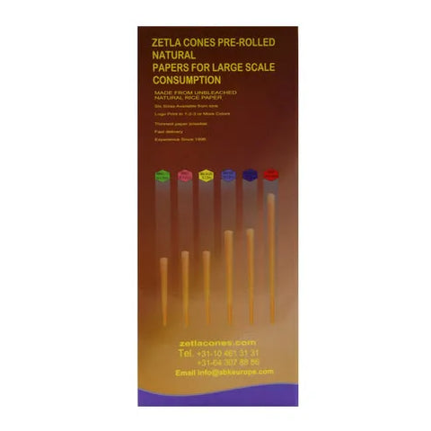 Zetla 109 mm x 26 mm Pre Rolled Cones Brown King Size Deluxe - 800 Count