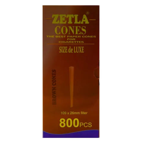 Zetla 109 mm x 26 mm Pre Rolled Cones Brown King Size Deluxe - 800 Count