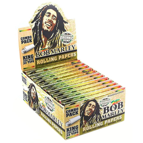 Bob Marley Unbleached Organic Hemp King Size Rolling Papers With Filter Tips - 33 Pack - The Supply Joint