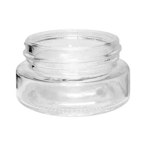 Child Resistant 1 Oz Clear Round Glass Jar With Square Cap - 200 Count - The Supply Joint