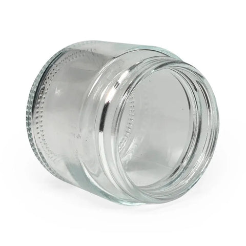 Child Resistant 2 Oz Clear Round Glass Jar With Slim Cap - 160 Count - The Supply Joint