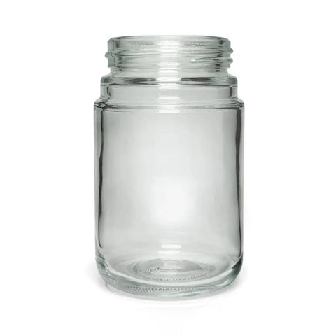 Child Resistant 4 Oz Clear Round Glass Jar With Arch Cap - 120 Count - The Supply Joint