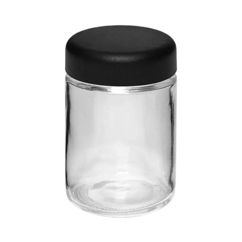 Child Resistant 4 Oz Clear Round Glass Jar With Slim Cap - 120 Count - The Supply Joint