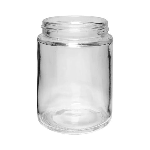 Child Resistant 4 Oz Clear Round Glass Jar With Slim Cap - 120 Count - The Supply Joint