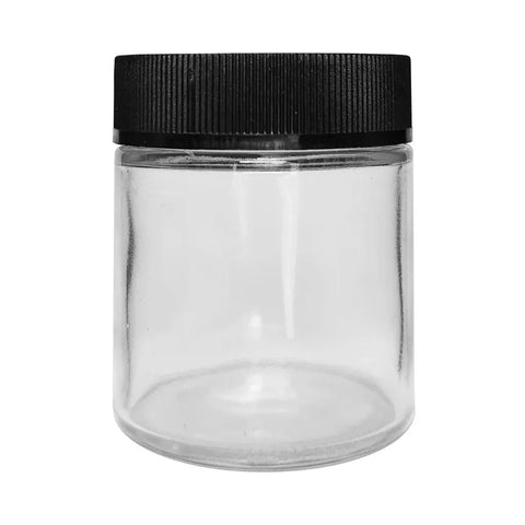 Child Resistant 4 Oz Clear Round Glass Jar With Square Cap - 120 Count - The Supply Joint
