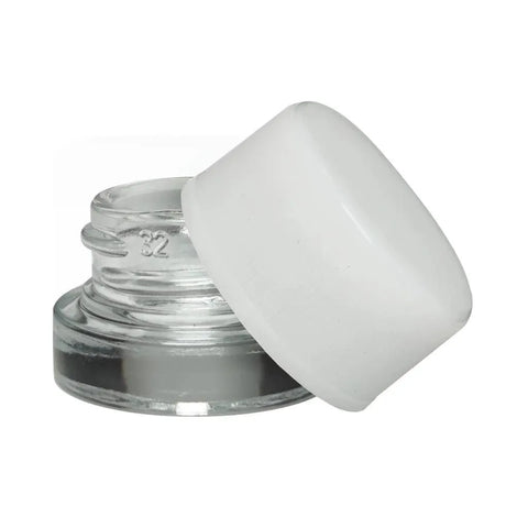Child Resistant 5 Ml Clear Round Glass Concentrate Jar With Cap - 480 Count - The Supply Joint