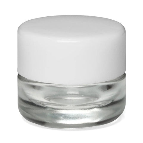 Child Resistant 5 Ml Clear Round Glass Concentrate Jar With Round Cap - 480 Count - The Supply Joint 