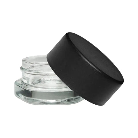 Child Resistant 9 mL Clear Hexagon Glass Concentrate Jar With Cap - 360 Count - The Supply Joint