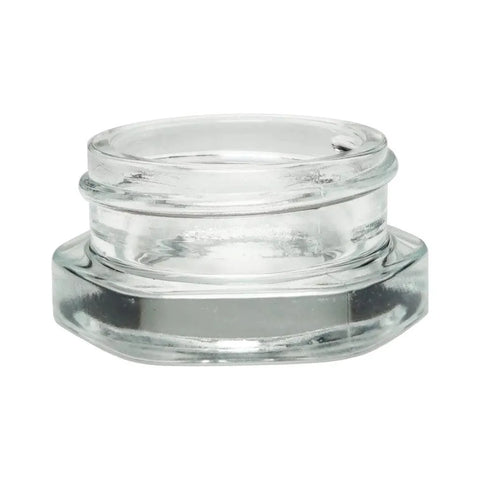 Child Resistant 9 mL Clear Hexagon Glass Concentrate Jar With Cap - 360 Count - The Supply Joint
