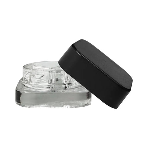 Child Resistant 9 Ml Clear Square Glass Concentrate Jar With 3 Compartments & Cap - 360 Count - The Supply Joint