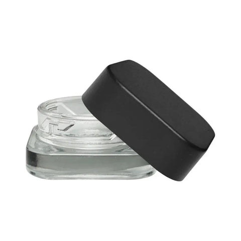 Child Resistant 9 Ml Clear Square Glass Concentrate Jar With Cap - 50 Count - The Supply Joint