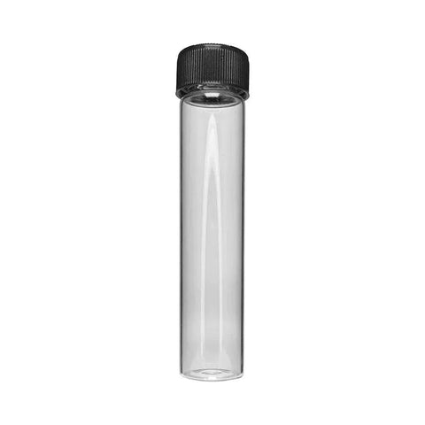 Child Resistant | 101 Mm - 22 Mm Clear Glass Pre-roll Tube With Black Cap - 50 Count - The Supply Joint