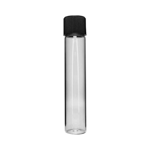 Child Resistant | 110 Mm - 22 Mm Clear Glass Pre-roll Tubes With Black Cap - 50 Count - The Supply Joint