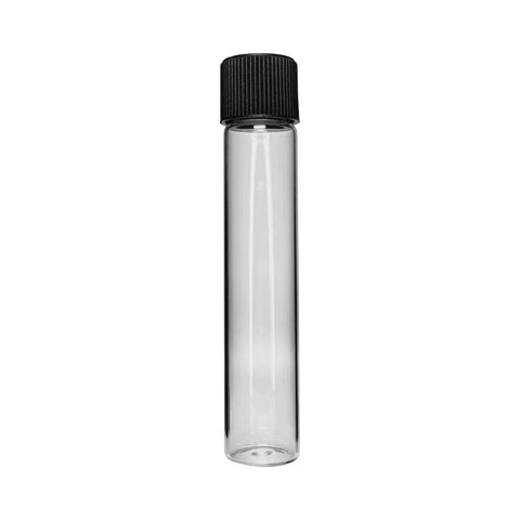 Child Resistant | 110 Mm - 22 Mm Clear Glass Pre-roll Tubes With Black Cap - 50 Count - The Supply Joint 