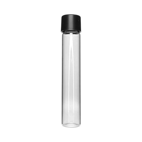 Child Resistant | 120 Mm 22 Mm Clear Glass Pre-roll Tube With Black Cap - 570 Count - The Supply Joint