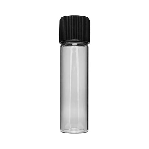 Child Resistant | 80 Mm - 22 Mm Clear Glass Pre-roll Tube With Black Cap - 855 Count - The Supply Joint