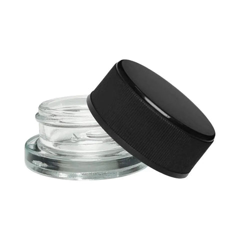 Child Resistant | 9 Ml Clear Straight Round Glass Concentrate Jar With Cap - 50 Count - The Supply Joint