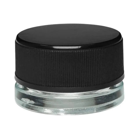 Child Resistant | 9 Ml Clear Straight Round Glass Concentrate Jar With Cap - 50 Count - The Supply Joint