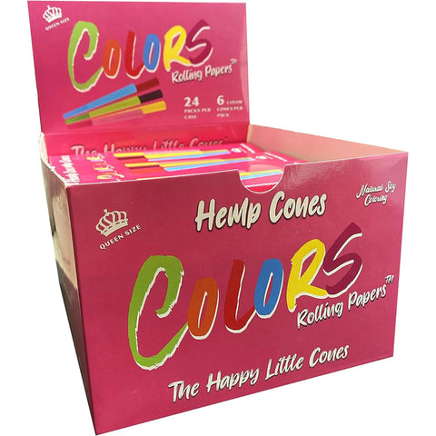 Colors Hemp Cones 6 Count Solid Rainbow Display Box - 24 Pack - The Supply Joint