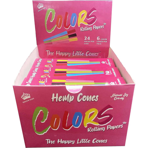 Colors Hemp Cones 6 Count Solid Rainbow Display Box - 24 Pack - The Supply Joint