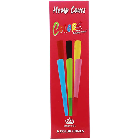 Colors Hemp Cones 6 Count Solid Rainbow Display Box - 24 Pack - The Supply Joint