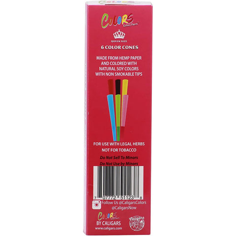 Colors Hemp Cones 6 Count Solid Rainbow Display Box - 24 Pack - The Supply Joint