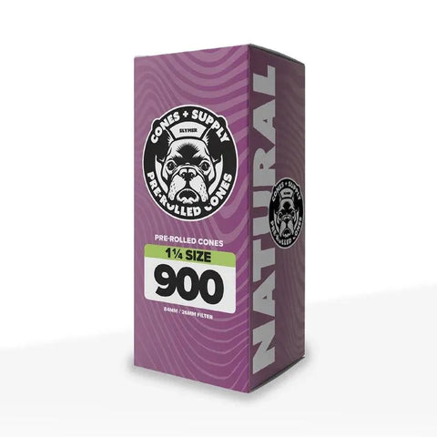 Cones + Supply Pre-rolled Cones 1¼ Size 84mm - Unbleached Paper - 900 Count - The Supply Joint
