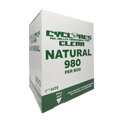 Cyclones Pre-rolled Cones 1 1/4 Size - Natural Clear Paper - 980 Count - The Supply Joint