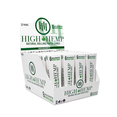 High Hemp Rolling Paper Cones - 6 Cones Per Pack - 32 Pack - The Supply Joint 