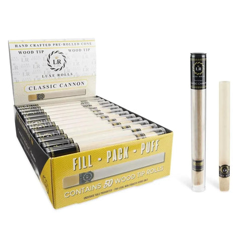 Luxe Rolls Pre-rolled Cones With Wood Tip - Classic Cannon - 50 Count - The Supply Joint