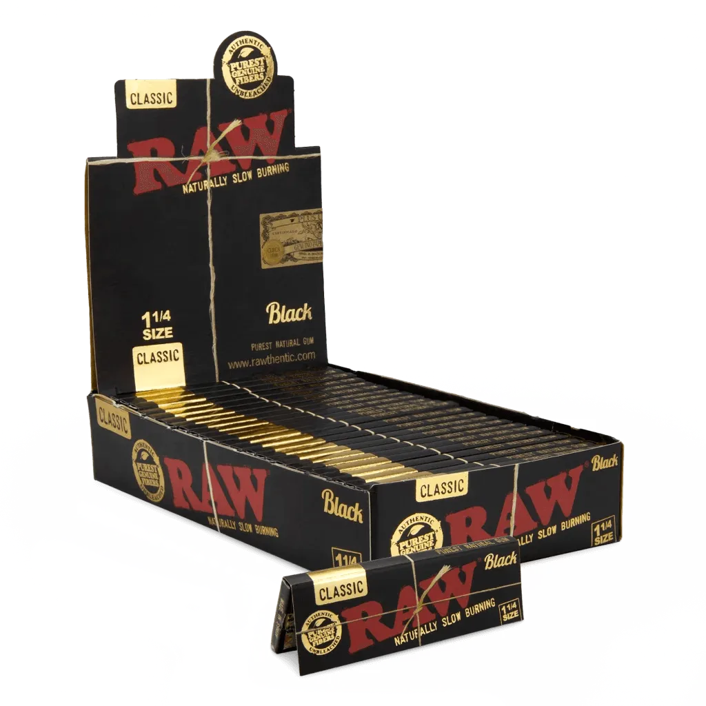 RAW Black Classic 1 1/4" Rolling Papers & Tips - Connoisseur Pack - Made In Spain