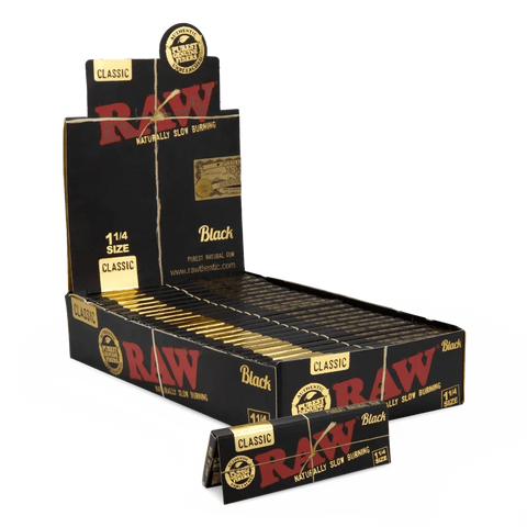 Raw Black Classic 1 1/4 Rolling Papers - 24 Pack - The Supply Joint