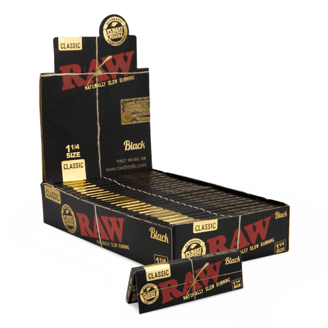 Raw Black Classic 1 1/4 Rolling Papers - 24 Pack - The Supply Joint 